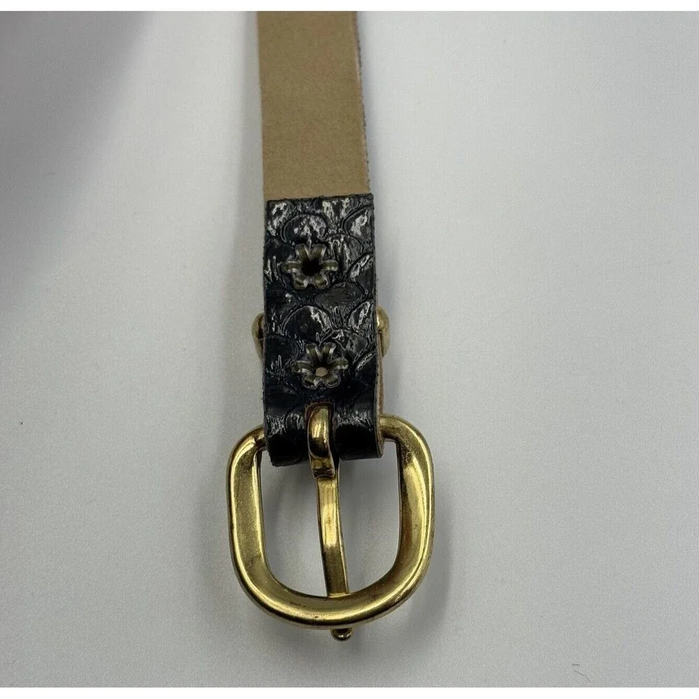 Women Gold Buckle Snakeskin Pattern Dress Belt Slim Wide Size 12